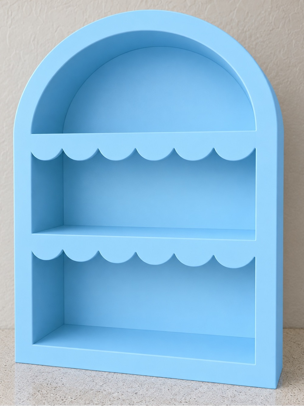 Sky Blue Scalloped Arch Tabletop Shelf - new!
